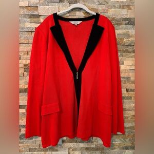 Misook Women's Red Jacket with Black Accents